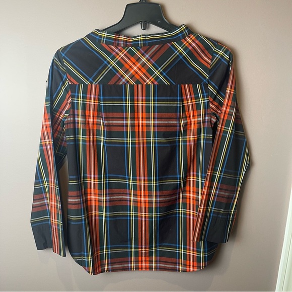 J Crew Jewel Button Tartan Plaid Funnel Top K6797 - Sz 4P - Picture 9 of 12